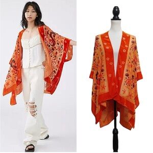Floral Orange Kimono for Women